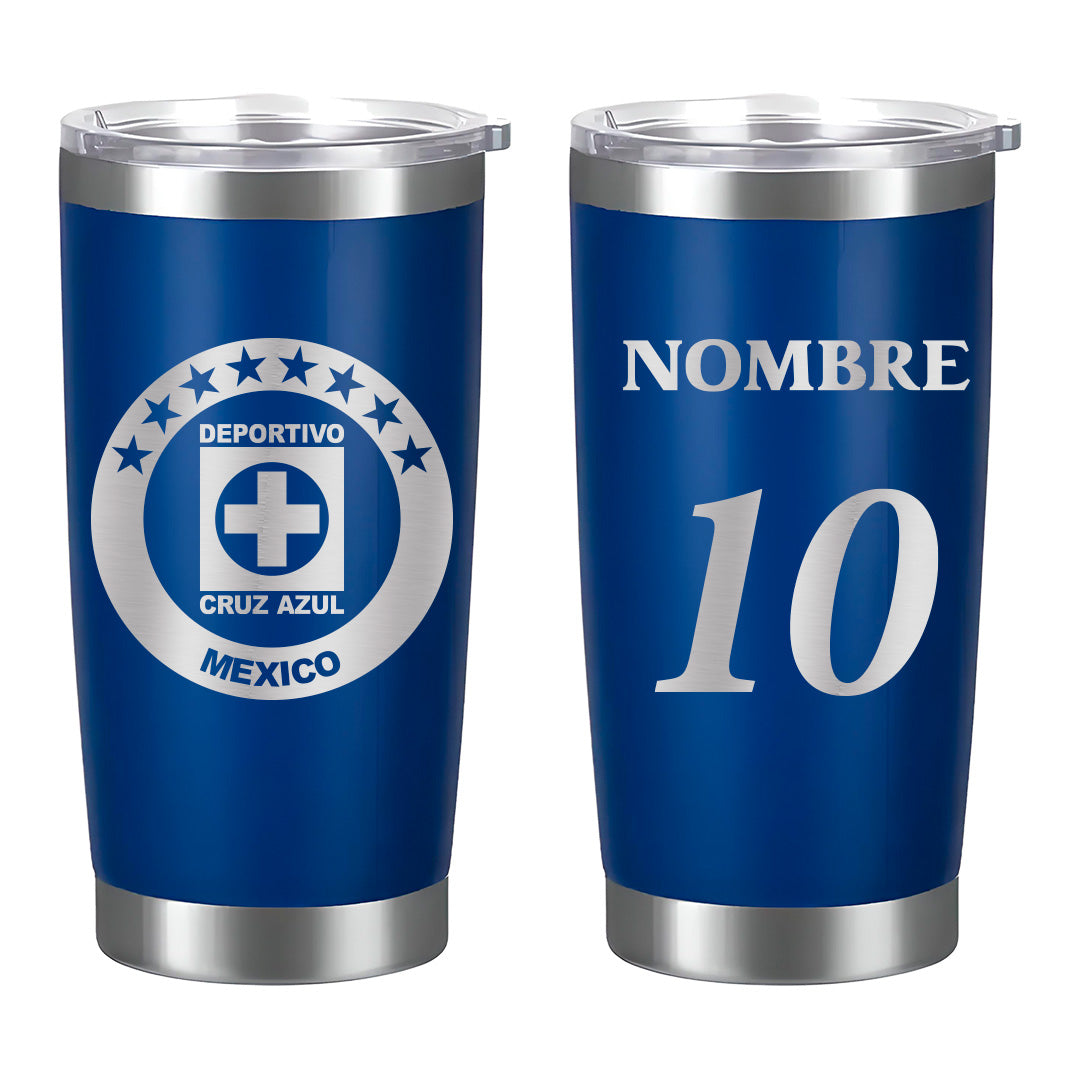 Termo Cruz Azul 20oz - Personalizado con Nombre y Número