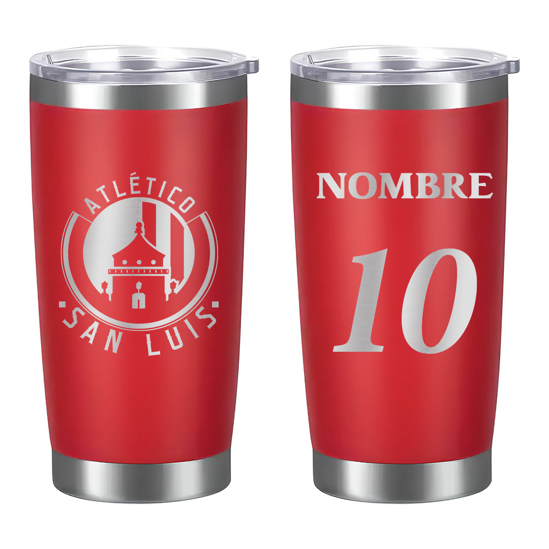 Termo Atlético San Luis 20oz - Personalizado con Nombre y Número